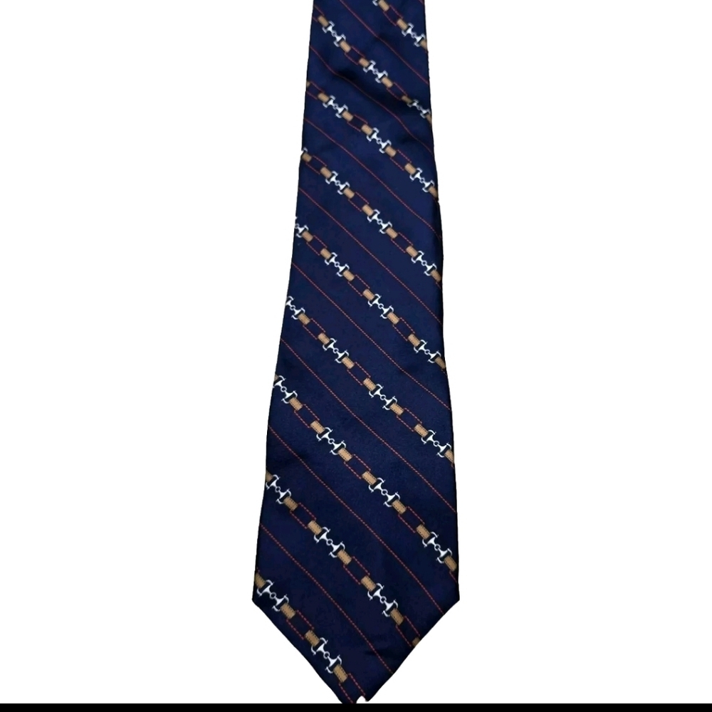 Forte Horse bit Equestrian Look Silk Navy Tie NWT Vintage USA
